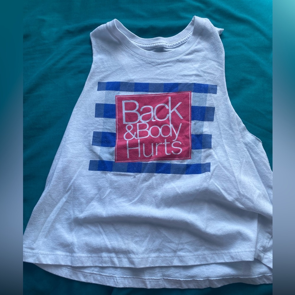 Barbell voodoo back and body hurts crop tank